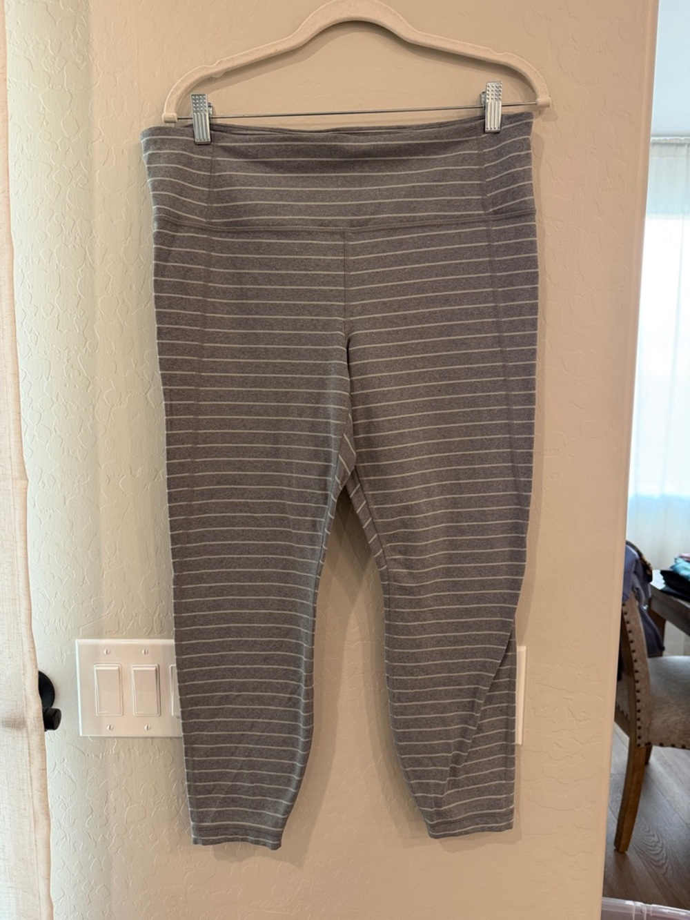 Athleta Gray and sage Striped 7/8 Leggings